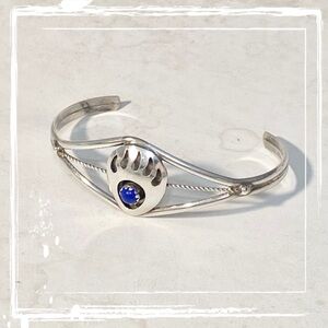 Lapis Lazuli Sterling Silver Bear Paw Navajo Baby Cuff Bracelet